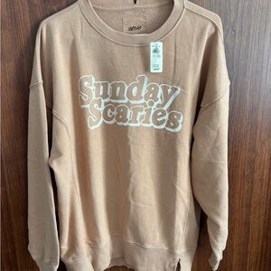 NWT Aerie Tan 'Sunday Scaries' Crew Neck Sweater